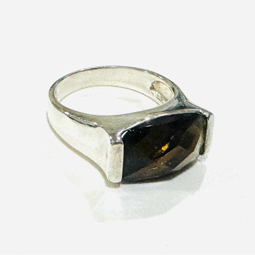 Premier Designs Faceted Brown Topaz Silver Ring